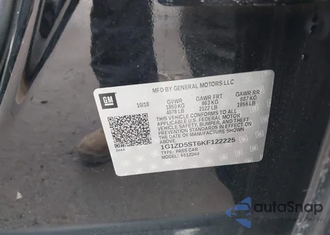 2019 Chevrolet Malibu Lt из США, поврежденный, VIN 1G1ZD5ST6KF122225